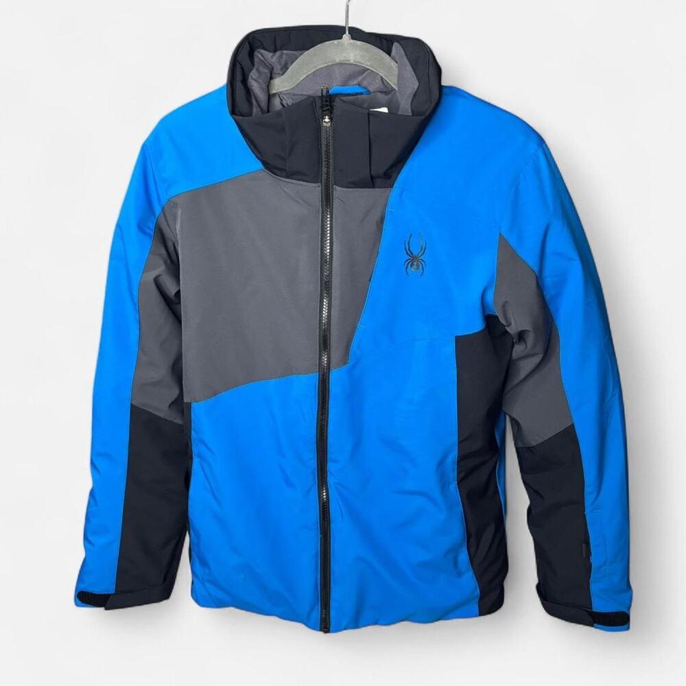 Spyder Youth Boys Size 20 XL Ski Snowboard Jacket Coat Blue Gray Black Full Zip